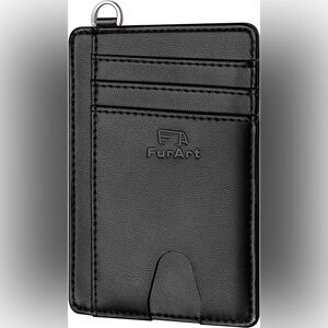 Black Leather Wallet Men's Card Money Holder RFID Block Slim Minimalist Pocket